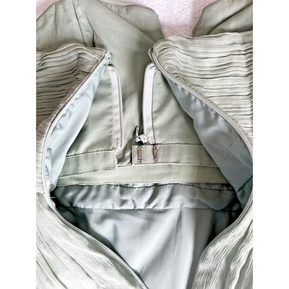 J Crew Cocktail Bridesmaids Sage green Chiffon Sweetheart Romantic Maxi Dress-8 - Picture 6 of 11